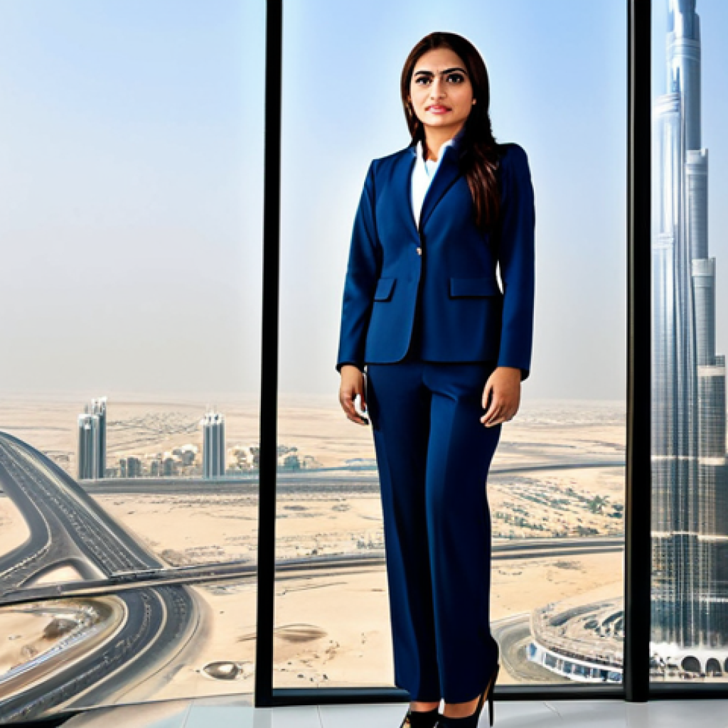 스마트 웨어러블 기기의 발전 추세 - Modern Businesswoman in Dubai**
"A professional Arab businesswoman in a stylish, modest business su...